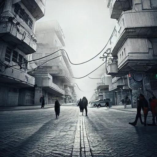 Prompt: Street photo in a crowded future city on Moon, Neo Norilsk, sci-fi, 17mm, intricate, very very beautiful, elegant, highly detailed, smooth, sharp focus, by Evgeny Zubkov, by Marat Zakirov, trending on Artstation, behance