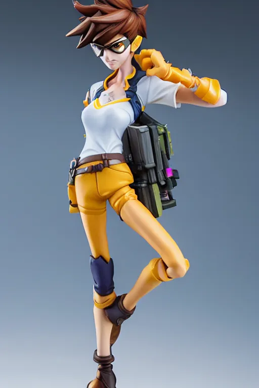 Image similar to still figurine of tracer wearing an elegant summer blouse, official store photo, commercial photo, featured on amiami, 8 k, 8 5 mm, f. 1 4, beautiful composition