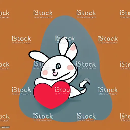 Image similar to adorable bunny hugging a heart, vector art sticker illustration, pixiv