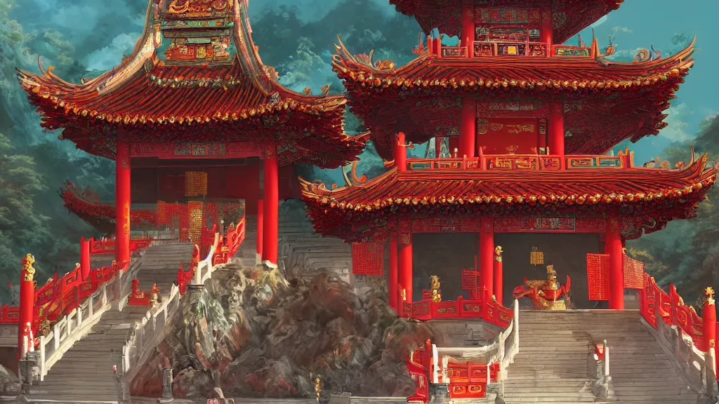 Prompt: Chinese temple, fantasy artwork, award-winning, beautiful scenery, artstation