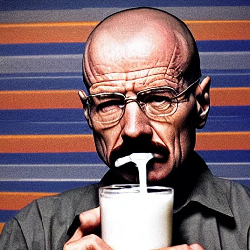 Image similar to walter white drinking milk