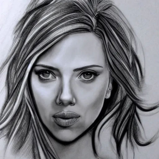 Image similar to a pencil scetch of scarlett johansson