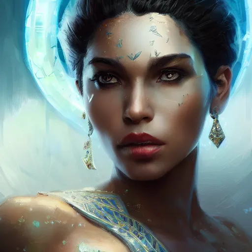 Image similar to a beautiful portrait of a goddess with diamond skin by greg rutkowski and raymond swanland, trending on artstation, ultra realistic digital art