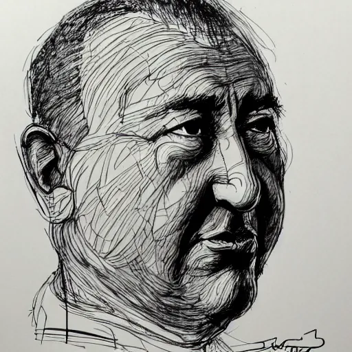 Image similar to a realistic yet scraggly portrait sketch of the side profile of a stern and sophisticated curly howard, trending on artstation, intricate details, in the style of frank auerbach, in the style of sergio aragones, in the style of martin ansin, in the style of david aja, in the style of mattias adolfsson