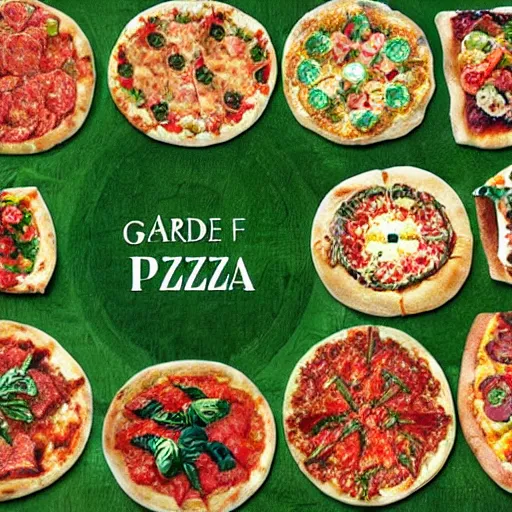 Image similar to a garden of pizza