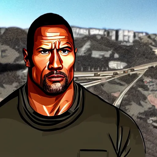 Image similar to Dwayne Johnson in GTA art style