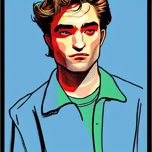 Image similar to “ robert pattinson retro minimalist portrait by jean giraud, moebius, sharp, smooth face, comic, 8 k ”