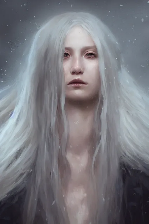 Prompt: a fancy portrait of a young beautiful girl with long white hair by greg rutkowski, sung choi, mitchell mohrhauser, maciej kuciara, johnson ting, maxim verehin, peter konig, bloodborne, 8 k photorealistic, cinematic lighting, hd, high details, dramatic, dark atmosphere, trending on artstation