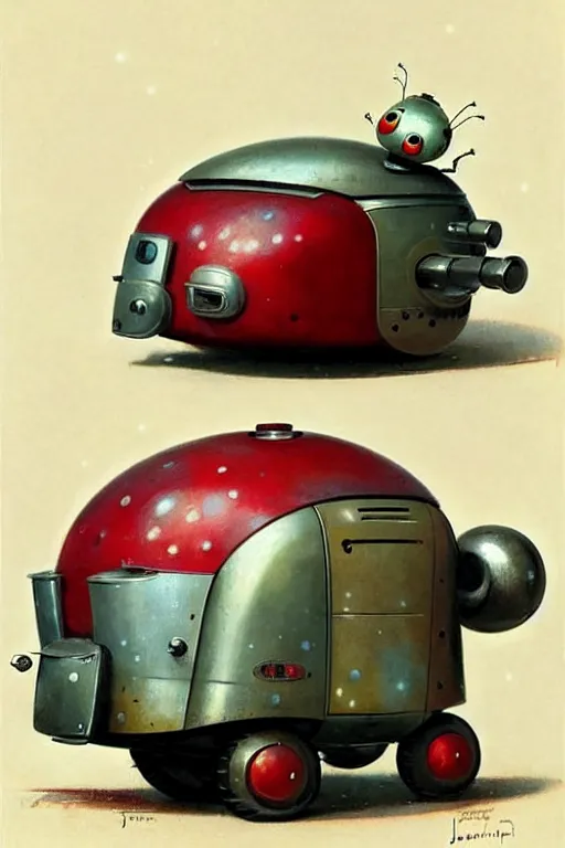 Image similar to ( ( ( ( ( 1 9 5 0 s retro future android robot fat robot ladybug wagon. muted colors., ) ) ) ) ) by jean - baptiste monge,!!!!!!!!!!!!!!!!!!!!!!!!!