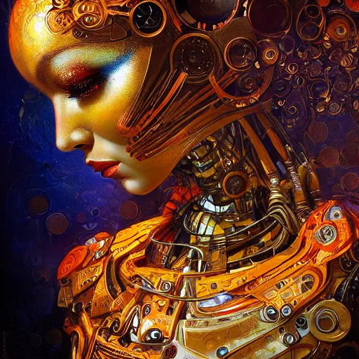 Prompt: Happy Robot, intricate, detailed digital art by Karol Bak