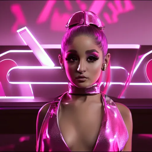 Image similar to Still of the KDA music video Popstarts featuring Ariana Grande. 3d render, octane render, realistic, highly detailed, trending on artstation, 4k, cgsociety, unreal engine 5, redshift render, blender, behance, cg