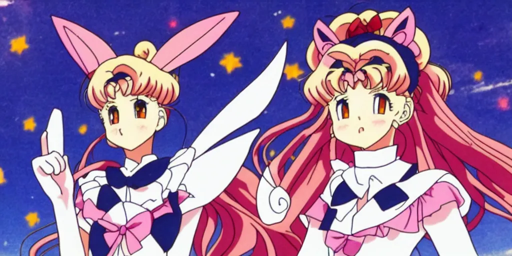 Prompt: a rabbit in the anime Sailor moon