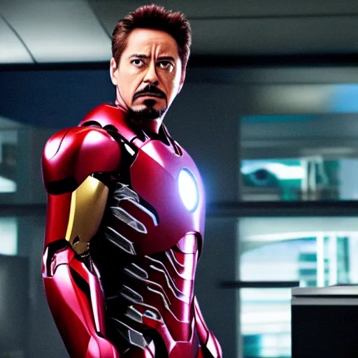 Prompt: Film still of Tony Stark, from Iron Man (2008 movie)