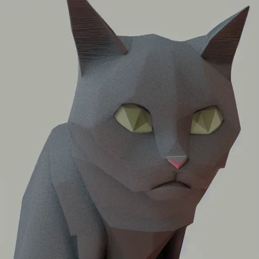 Image similar to low polygon model of a gray cat octane render