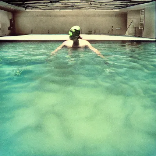 Image similar to nirvana nevermind in a radioactive green pool