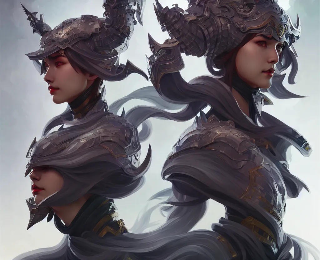 Image similar to portrait hero action pose of futuristicfemale knights of zodiac, dark grey hair, abstract chinese dragon concept art, d & d, highly detailed, digital painting, artstation, sharp focus, illustration, art by tan zi and ayanamikodon and alphonse mucha and wlop