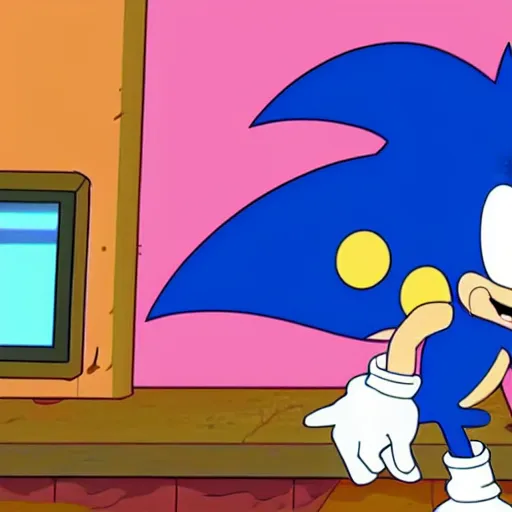 Sonic the hedgehog, in a screenshot of Family Guy, Stable Diffusion