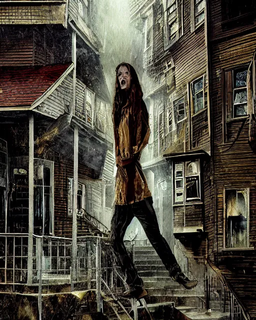 Image similar to illustration from the 2 0 0 0 s supernatural thriller set in halifax'the overflow ', a high quality high detail painting by david mattingly and samuel araya and dave mckean and richard corben, hd 4 k 8 k, realistic hyperdetailed scene painting, photorealistic lighting, urban horror aesthetic, composition and scene layout inspired by gregory crewdson and kyle thompson.