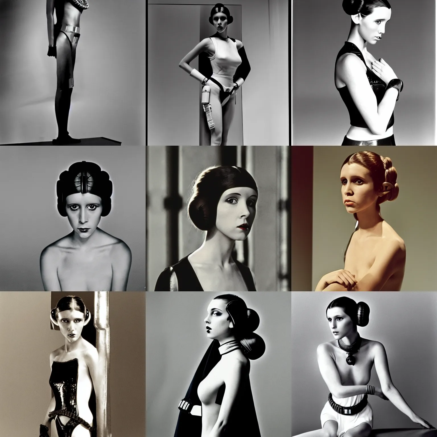 Prompt: a model photograph of princess leia by hartmut newton, 7 0 mm, award - winning