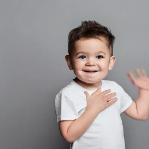 Image similar to a 3 year old kid on a white background standing