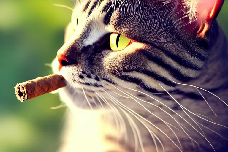 Image similar to a cat smoking cigar, 4k