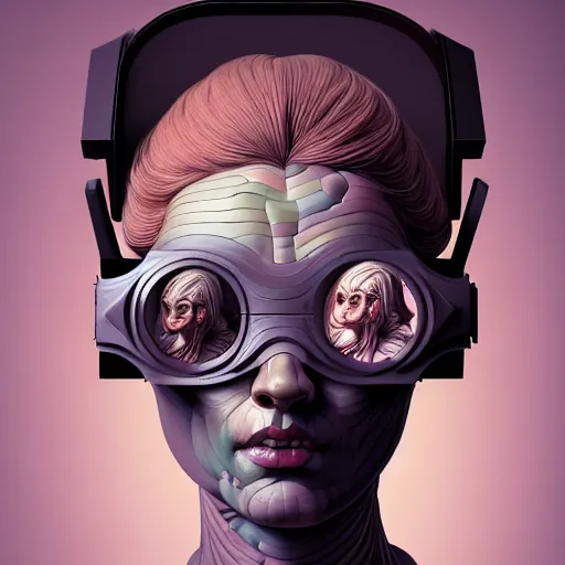 Image similar to Colour Caravaggio style Photography of full body of a Beautiful woman with highly detailed 1000 years old face wearing higly detailed sci-fi VR headset designed by Josan Gonzalez Many details. . In style of Josan Gonzalez and Mike Winkelmann andgreg rutkowski and alphonse muchaand Caspar David Friedrich and Stephen Hickman and James Gurney and Hiromasa Ogura. Rendered in Blender and Octane Render, volumetric natural light