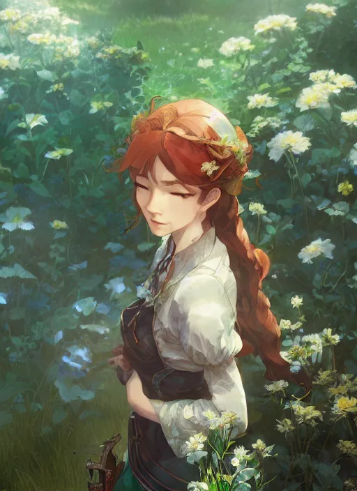 Prompt: a portrait of the emerald herald in the garden, intricate, tone mapped, highly detailed, digital painting, artstation, concept art, sharp focus, by makoto shinkai and akihiko yoshida and hidari and wlop