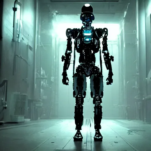 Image similar to movie still of a cyborg, cinematic composition, cinematic light, by edgar wright