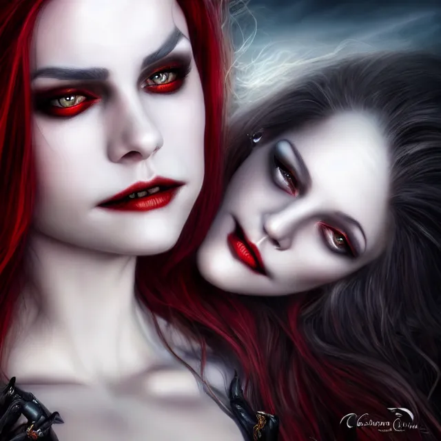 Image similar to beautiful vampire queen, highly detailed, 4 k, hdr, smooth, sharp focus, high resolution, award - winning photo, clayton crain, anne stokes, photorealistic