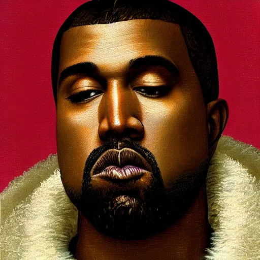 Image similar to A Renaissance portrait painting of Kanye West