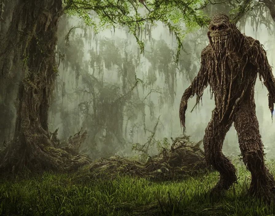 Image similar to swamp monster, realistic, beautiful texture, beautiful graphics, fantasy artwork, very beautiful scenery, hd, hdr, ue 5, ue 6, unreal engine 5, cinematic 4 k wallpaper, 8 k, ultra detailed