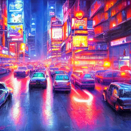 Prompt: Neon city, Sergey Zabelin, high detail, realistic, art station