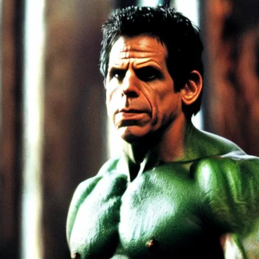 Image similar to ben stiller as the incredible hulk, movie still, hd,