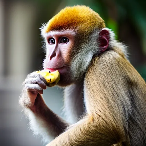 Image similar to brown monkey eating a banana, company logo