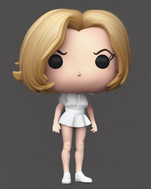 Image similar to full body 3d render of Nicole Kidman as a funko pop, studio lighting, white background, blender, trending on artstation, 8K, highly detailed