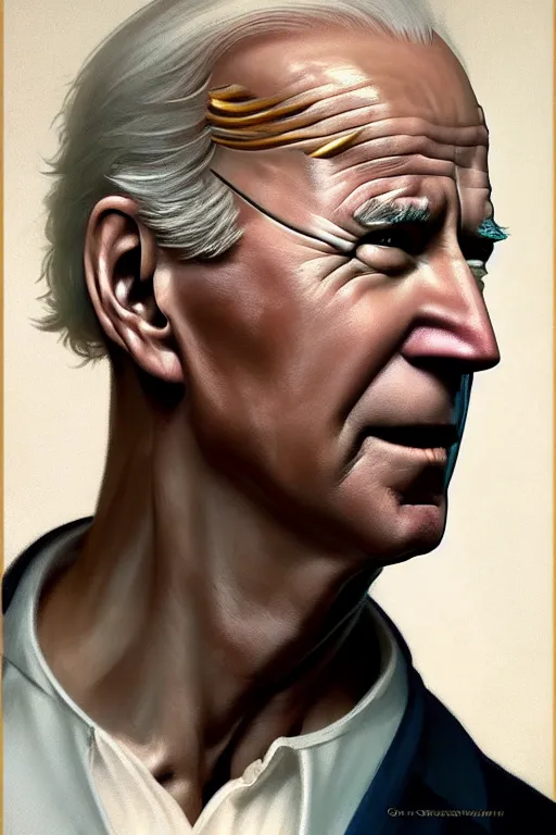 Prompt: President Joe Biden as a Greek god, detailed face, gorgeous, amazing, muscular, fit, very muscular male body, intricate, highly detailed, digital painting, artstation, concept art, sharp focus, illustration, art by greg rutkowski and alphonse mucha