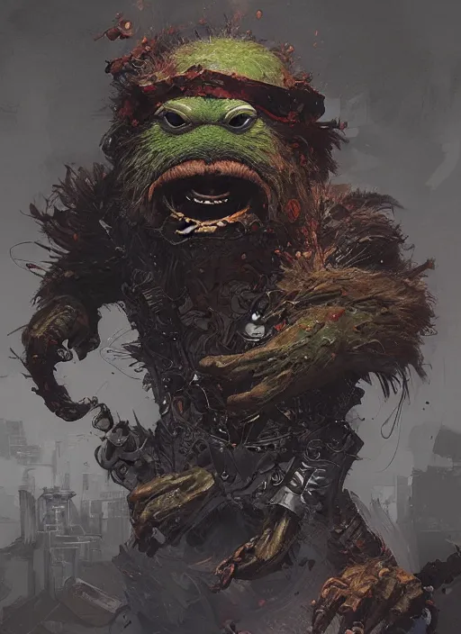 Prompt: Portrait Oscar the Grouch, marvel comics, dark, intricate, highly detailed, smooth, artstation, digital illustration by Ruan Jia and Mandy Jurgens and Artgerm and Wayne Barlowe and Greg Rutkowski and Frank Frazetta