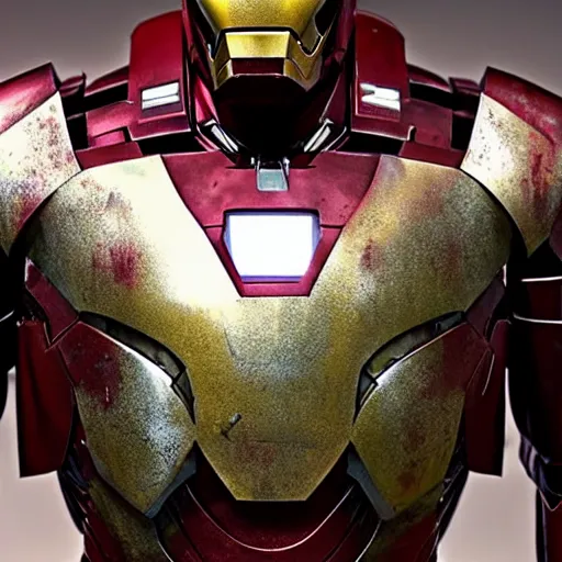 Image similar to rusted iron man suit, 4k realistic photo