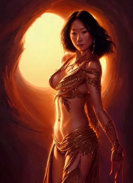 Prompt: karen fukuhara as dejah thoris, intricate, elegant, glowing lights, highly detailed, digital painting, artstation, glamor pose, concept art, smooth, sharp focus, illustration, art by artgerm and greg rutkowski, artey freytag