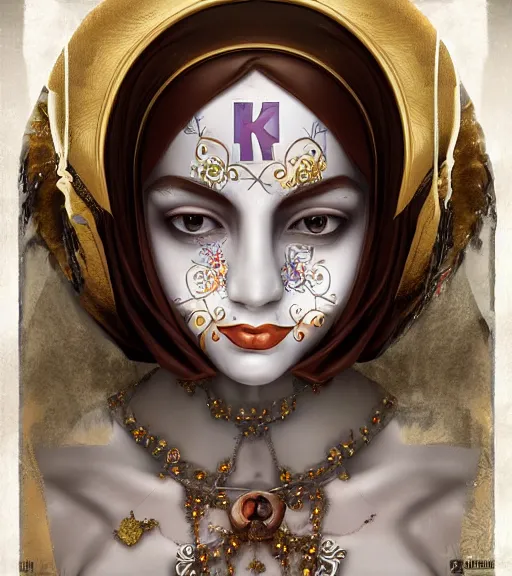 Image similar to beautiful female character inspired by venice carnival, kuruminha and nun | | digital artwork made by greg rutswork, anna dittmann and lois van barlee, symmetrical, anatomically correct