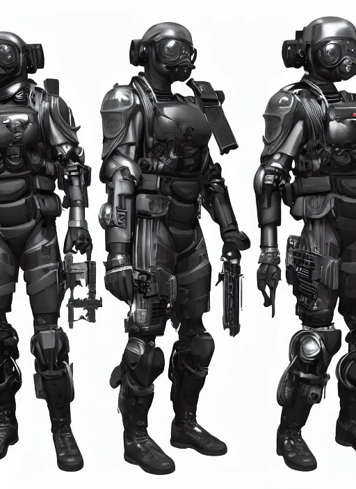 Image similar to futuristic swat team, full armor, full body, full face mask, futuristic weapon, cyberpunk, unreal engine 5