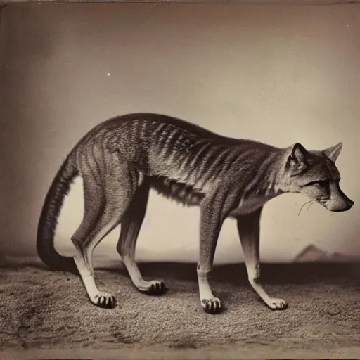 Prompt: Photograph of a Thylacine