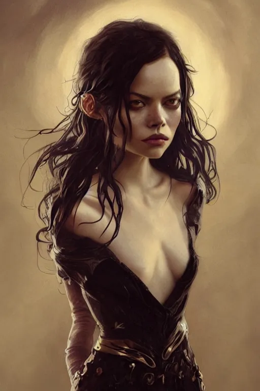 Image similar to ultra realistic illustration, zoe kravitz, emma stone hybrid as the gothic vampire queen, intricate, elegant, highly detailed, digital painting, artstation, concept art, smooth, sharp focus, illustration, art by artgerm and greg rutkowski and alphonse mucha