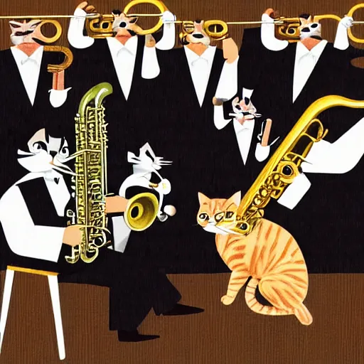 Image similar to cats in a jazz band