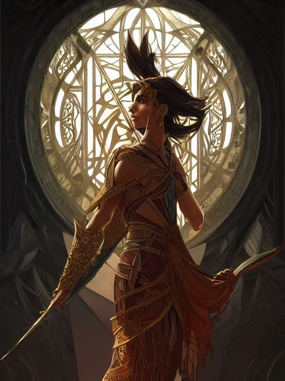 Image similar to symmetry!! intense fanart of a evve as a mage warrior as acotar protagonist, magic background, intricate, elegant, highly detailed, my rendition, digital painting, artstation, concept art, smooth, sharp focus, illustration, art by artgerm and greg rutkowski and alphonse mucha