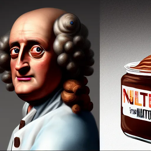 Prompt: isaac newton is made of nutella, hyperdetailed, artstation, cgsociety, 8 k