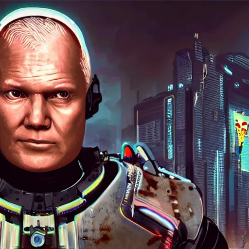 Prompt: cyborg john paul ii in cyberpunk 2 0 7 7, artistic artwork