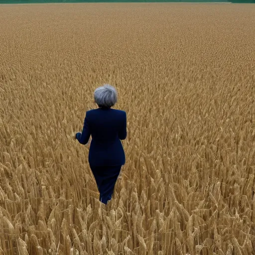 Image similar to theresa may walking in a field of wheat