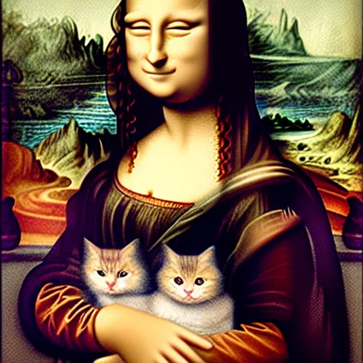 Monalisa with Cat Graphic · Creative Fabrica