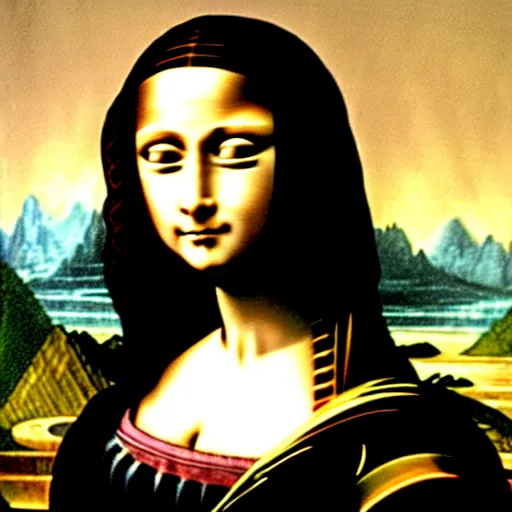 Prompt: battle angel alita as the mona lisa, medium shot, intricate, elegant, highly detailed, art by Leonardo DaVinci